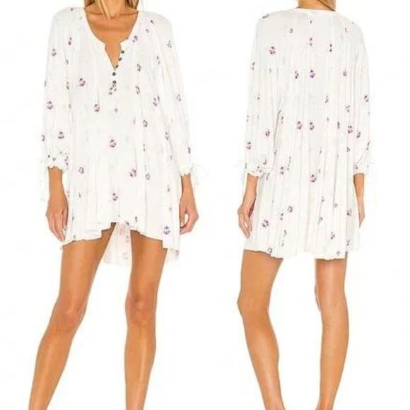 We The Free Dresses & Skirts - We the Free People NWT Winter Sun White Floral Pullover Long Sleeve Mini Dress